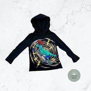 FABKIDS | Size 3T EUC Super rad rocking T-Rex hooded t-shirt.